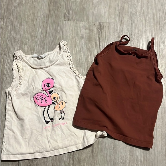 4/$30 Kids Flamingo Print and Solid Brown Tank Tops - Picture 1 of 1